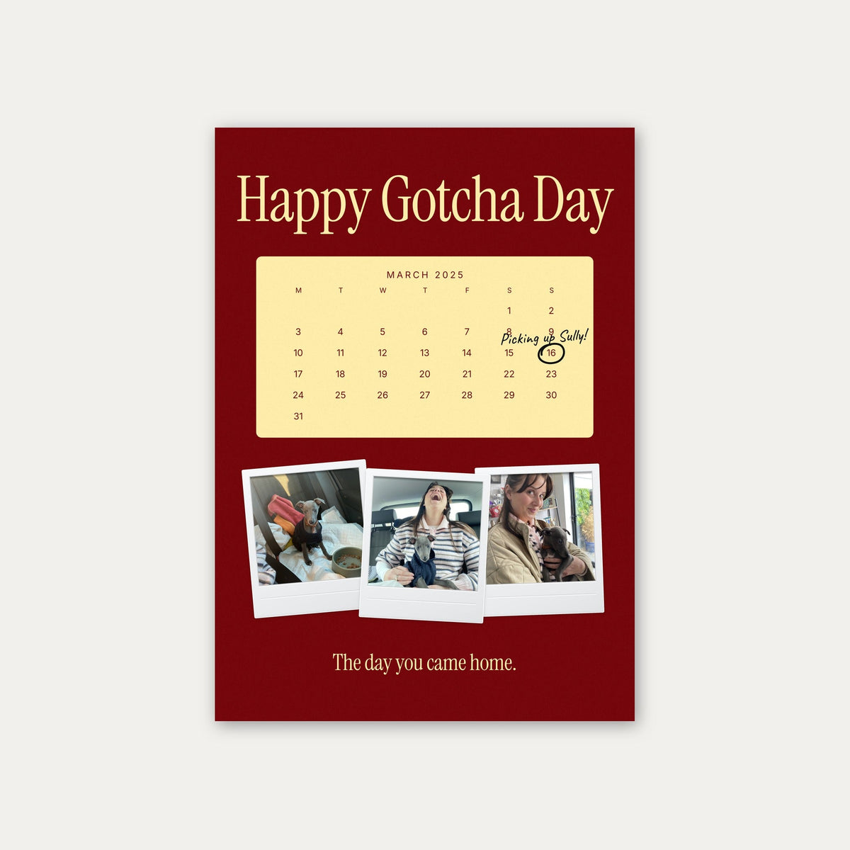 Anniversary calendar pet photo print, Cherry & Butter, unframed