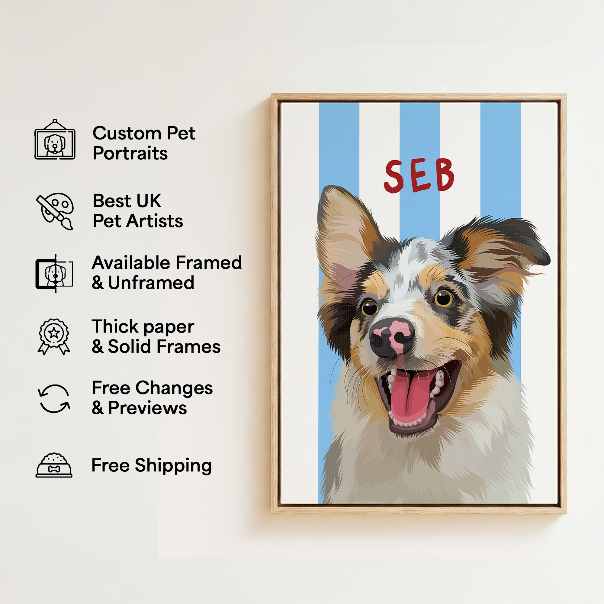 Stripy | Custom Pet Portrait Canvas